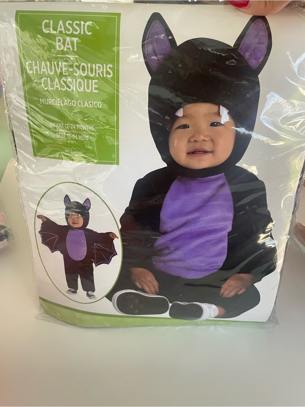 Classic Bat Infant Costume - Black & Purple Halloween 12-24 months